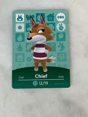 Chief 086 Animal Crossing NINTENDO Amiibo Card Series 1 NEW HORIZON